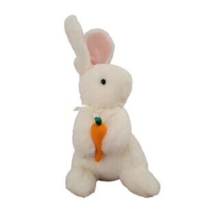 RARE 1986 Gund Babytime 10" Plush Easter Bunny White With Carrot Stuffed Animal